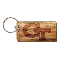 Georgia Tech Yellow Jackets WOOD Keychain Rectangle