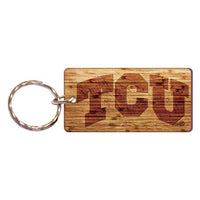 Wholesale-TCU Horned Frogs WOOD Keychain Rectangle