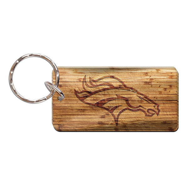 Denver Broncos WOOD Keychain Rectangle
