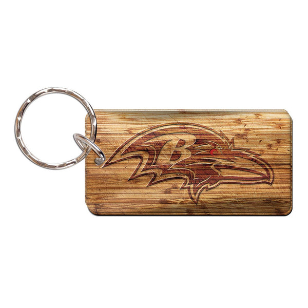 Baltimore Ravens WOOD Keychain Rectangle