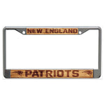 New England Patriots WOOD Lic Plt Frame S/L Printed