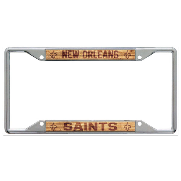 New Orleans Saints WOOD Lic Plt Frame S/S Printed