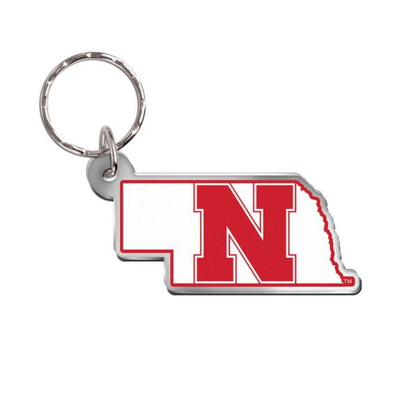 Wholesale-Nebraska Cornhuskers STATE SHAPE Keychain Freeform