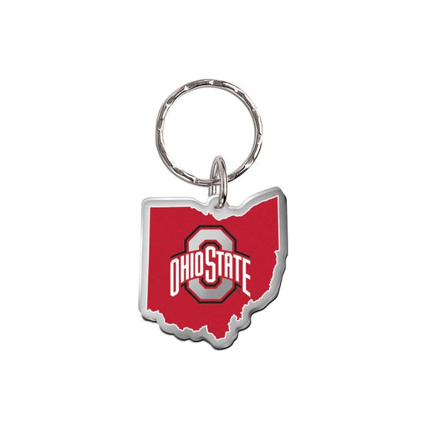 Wholesale-Ohio State Buckeyes STATE SHAPE Keychain Freeform