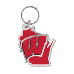 Wholesale-Wisconsin Badgers STATE SHAPE Keychain Freeform