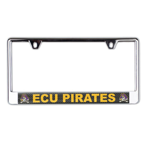 Wholesale-East Carolina Pirates CARBON Lic Plate Frame B/O Printed